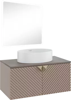 Мебель для ванной Runo Андорра 85 кашемир серый, дуб какао, раковина Ovale 50