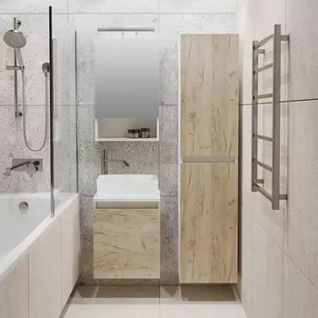 Мебель для ванной Runo Бари 40 крафтовый дуб, раковина Duo 40