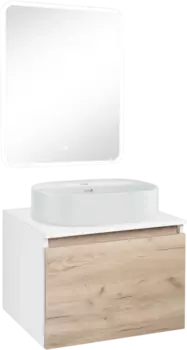 Мебель для ванной Runo Бари 60 крафтовый дуб, раковина Nuovo 50
