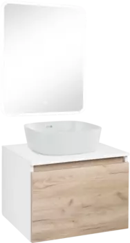 Мебель для ванной Runo Бари 60 крафтовый дуб, раковина Bella 40