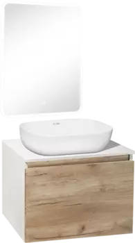 Мебель для ванной Runo Бари 60 крафтовый дуб, раковина Cuatro 50