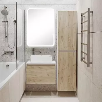 Мебель для ванной Runo Бари 60 крафтовый дуб, раковина Tre 50