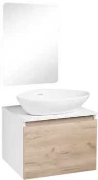 Мебель для ванной Runo Бари 60 крафтовый дуб, раковина Terzo 60