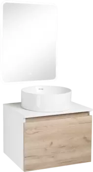 Мебель для ванной Runo Бари 60 крафтовый дуб, раковина Palla 40