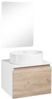 Мебель для ванной Runo Бари 60 крафтовый дуб, раковина Ovale 50