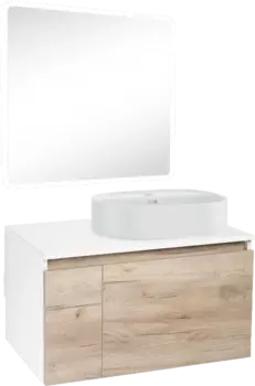 Мебель для ванной Runo Бари 80 крафтовый дуб, раковина Nuovo 50
