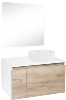 Мебель для ванной Runo Бари 80 крафтовый дуб, раковина Bella 40