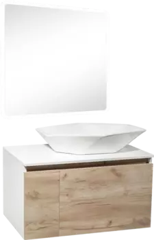 Мебель для ванной Runo Бари 80 крафтовый дуб, раковина Poligono 65