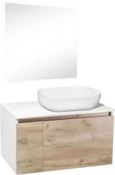 Мебель для ванной Runo Бари 80 крафтовый дуб, раковина Cuatro 50