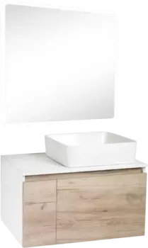 Мебель для ванной Runo Бари 80 крафтовый дуб, раковина Tre 50