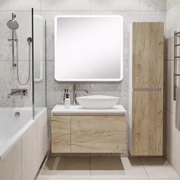 Мебель для ванной Runo Бари 80 крафтовый дуб, раковина Terzo 60