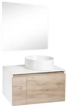Мебель для ванной Runo Бари 80 крафтовый дуб, раковина Palla 40
