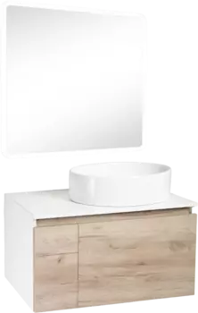 Мебель для ванной Runo Бари 80 крафтовый дуб, раковина Ovale 50
