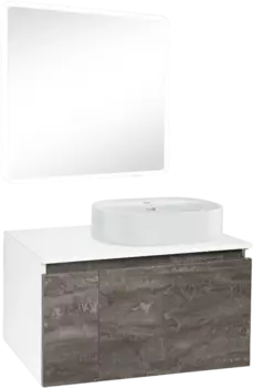 Мебель для ванной Runo Бари 80 железный камень, раковина Nuovo 50