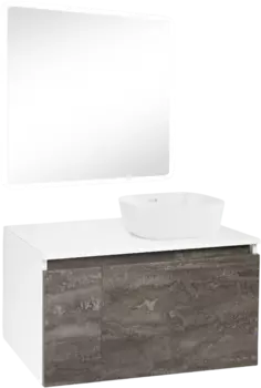 Мебель для ванной Runo Бари 80 железный камень, раковина Bella 40