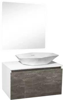 Мебель для ванной Runo Бари 80 железный камень, раковина Poligono 65