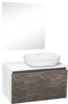 Мебель для ванной Runo Бари 80 железный камень, раковина Cuatro 50