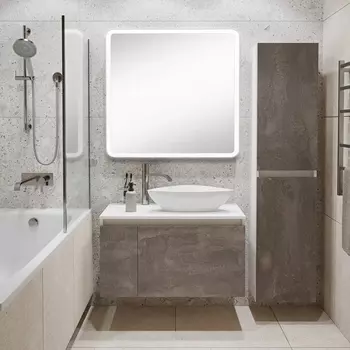 Мебель для ванной Runo Бари 80 железный камень, раковина Terzo 60