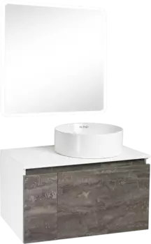Мебель для ванной Runo Бари 80 железный камень, раковина Palla 40
