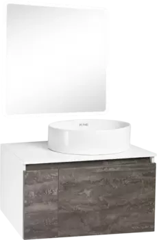 Мебель для ванной Runo Бари 80 железный камень, раковина Ovale 50