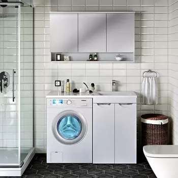 Мебель для ванной Runo Лира 60, L, под стиральную машину, раковина лайт