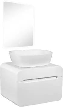 Мебель для ванной Runo Ницца 60 белая, раковина Cuatro 50