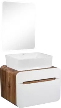 Мебель для ванной Runo Ницца 60 темное дерево, белая, раковина Tre 50