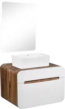 Мебель для ванной Runo Ницца 60 темное дерево, белая, раковина Duo 40