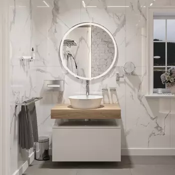 Мебель для ванной с раковиной Duravit White Tulip 43: столешница 80, дуб французский, без отверстий + тумба 80