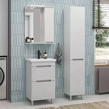 Мебель для ванной Sanstar Адель 50 напольная, белая, раковина Kirovit Фостер 50