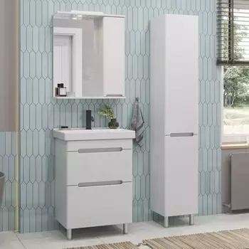 Мебель для ванной Sanstar Адель 50 напольная, белая, раковина Sanita luxe Fest 50