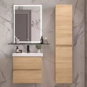 Мебель для ванной Sanstar Тоскана 50, дуб сонома светлый, раковина Sanita luxe Fest 50