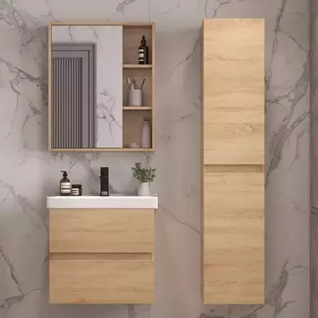 Мебель для ванной Sanstar Тоскана 60 дуб сонома светлый, раковина Sanita luxe Fest 60