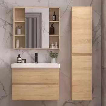 Мебель для ванной Sanstar Тоскана 80 дуб сонома светлый, раковина Sanita luxe Fest 80