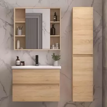 Мебель для ванной Sanstar Тоскана 80 дуб сонома светлый, раковина Santek Миранда 80