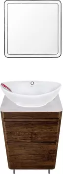 Мебель для ванной Style Line Атлантика 60 Люкс Plus, напольная, старое дерево, белый глянцевый мрамор