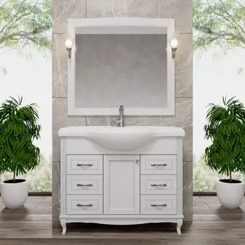 Мебель для ванной ValenHouse Эллина 105 белая, 6 ящиков, 1 дверца, ручки хром