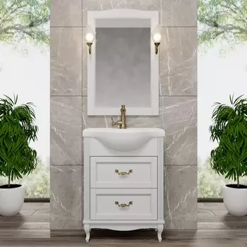 Мебель для ванной ValenHouse Эллина 65 белая, 2 ящика, ручки бронза