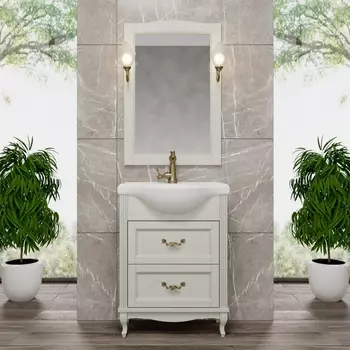 Мебель для ванной ValenHouse Эллина 65 слоновая кость, 2 ящика, ручки бронза