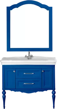 Мебель для ванной ValenHouse Эстетика 100, синяя, подвесная, ручки хром, раковина Модерн