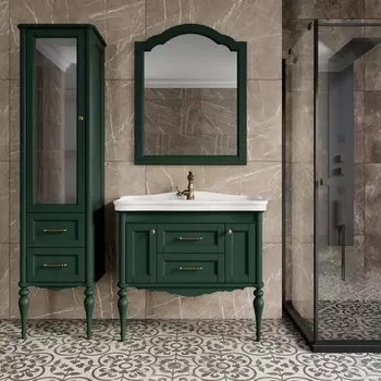 Мебель для ванной ValenHouse Эстетика 100, зеленая, подвесная, ручки бронза