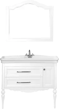Мебель для ванной ValenHouse Эстетика 105 АС 100, белая, подвесная, ручки хром, раковина Модерн