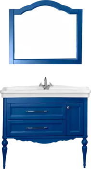 Мебель для ванной ValenHouse Эстетика 105 АС 100, синяя, подвесная, ручки хром, раковина Модерн