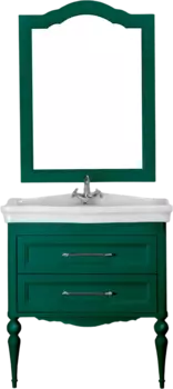 Мебель для ванной ValenHouse Эстетика 80, зеленая, подвесная, ручки хром, раковина Модерн