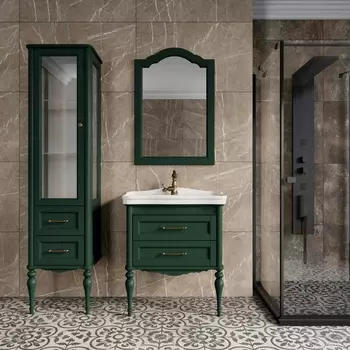 Мебель для ванной ValenHouse Эстетика 80, зеленая, подвесная, ручки бронза