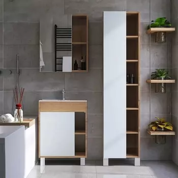 Мебель для ванной VIANT Бостон 50 напольная, дуб вотан, белая