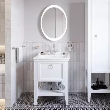 Мебель для ванной VitrA Valarte 65 матовая белая с зеркалом DIWO Ярославль 57 с подсветкой