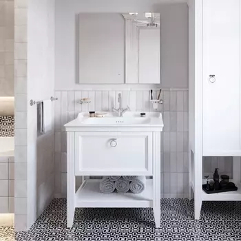 Мебель для ванной VitrA Valarte 80 матовая белая с зеркалом DIWO Элиста 80 с подсветкой