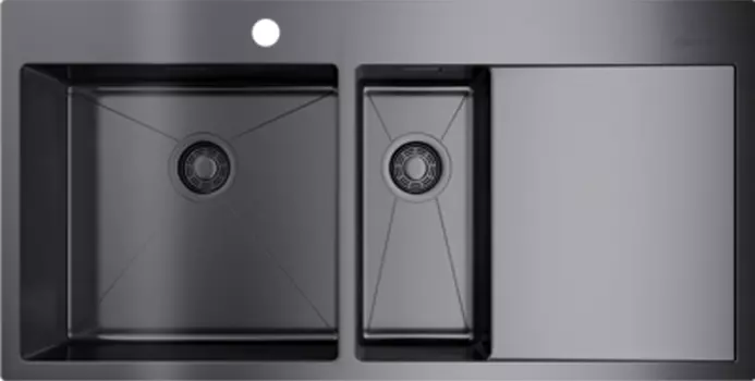 Мойка кухонная Omoikiri Akisame 100-2-GM-L вороненая сталь 4973103