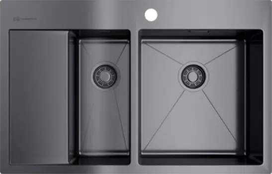 Мойка кухонная Omoikiri Akisame 78-2-GM-R вороненая сталь 4973102